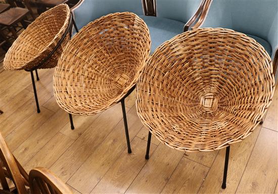 Three basket chairs